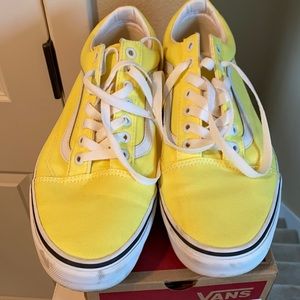 Used Vans sneakers. Skate shoes. Nylon type material. Bright yellow. Worn once.
